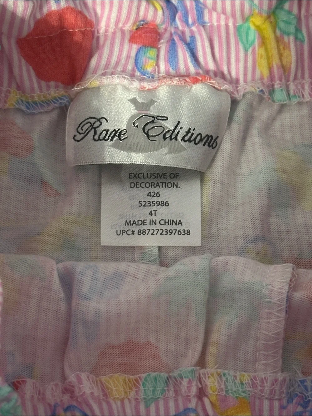Rare Editions Pink Seersucker Tank & Shorts Set with Multicolor Print